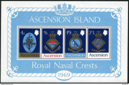 Ascension 129a Sheet, MNH. Michel Bl.1. Naval Arms 1969. Snake, Fish, Eagle. - Ascensione