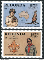 Antigua-Redonda 1982y Boy Scouts, MNH. Flags, Kangaroo, Koala, Canoeing. - Antigua Y Barbuda (1981-...)