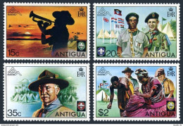Antigua 383-386, 386a, MNH. Mi 377-380,Bl.21. Scouting 1975. Lord Baden-Powell. - Antigua Y Barbuda (1981-...)