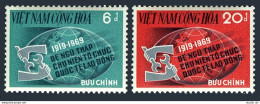 Viet Nam South 362-363, MNH. Michel 439-440. ILO, 50th Ann. 1969. Globe. - Vietnam