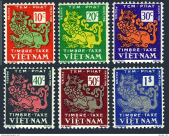 Viet Nam South J1-J6,MNH. Michel Porto 1-6. Due Stamps 1952. Temple Lion. - Vietnam