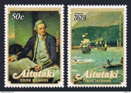 Aitutaki 171-172,172a, MNH. Mi 308-309,Bl.25. Capt. J.Cook, 1979. Sailing Ships. - Aitutaki