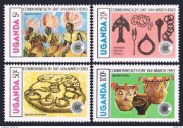 Uganda 360-363, MNH. Mi 350-353. Commonwealth Day 1983. Dancers, Village, Drums. - Uganda (1962-...)