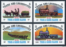 Turks & Caicos 550-553,554, MNH. Mi 620-623,Bl.42. Train, Locomotives,Yacht.1983 - Turks And Caicos