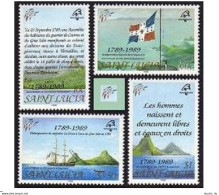 St.Lucia 942-945, MNH. Michel 952-955. PHILEXFRANCE-1989. Ship, Flags. - St.Lucia (1979-...)