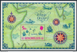 Seychelles 284,MNH.Mi Bl.2. Map Showing Location Of Seychelles, Fish, Ships,1971 - Seychellen (1976-...)