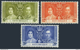Seychelles 122-124, MNH. Mi 118-120. Coronation 1937. King George VI, Elizabeth. - Seychelles (1976-...)