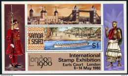 Samoa 531, MNH. Michel Bl.21. LONDON-1980. Long Boat, Costumes. - Samoa (Staat)