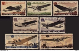 Russia C69-C75, CTO. Michel 571-577. Jubilee Aviation Exhibition, Moscow, 1937. - Used Stamps