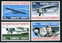 Samoa 450-453,453a, MNH. Mi 350-353, Bl.13. Colonel Lindbergh's Flight-50. 1977. - Samoa (Staat)