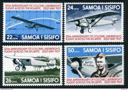 Samoa 450-453,453a, MNH. Mi 350-353, Bl.13. Colonel Lindbergh's Flight-50. 1977. - Samoa