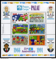 Palau 297 Af Sheet,MNH.Michel 488-494 Bl.12. Peace Corps In Palau,25th Ann.1991. - Palau