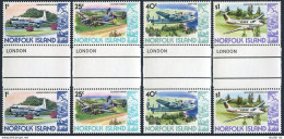 Norfolk 256,262A,264,268 Gutter. MNH. Airplanes 1981. Bird. - Isla Norfolk