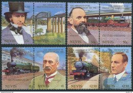 Nevis 438-441,MNH.Michel 306-313. Great Western Railway-150,1985.Engineers. - St.Kitts Und Nevis ( 1983-...)