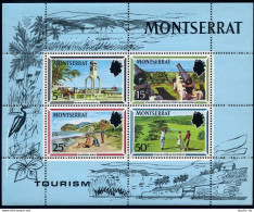 Montserrat 251a, MNH. Mi Bl.1. Tourism 1970. War Memorial; Fort St George. Bird. - Montserrat