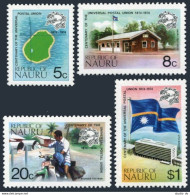 Nauru 114-117,117a Sheet,MNH. UPU-100, 1974. Map,P.O.Mailman On Motorcycle,Flag. - Nauru