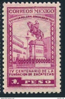 Mexico 822 Block/4,MNH. Zacatecas,400th Ann.1946.Monument To Gen.Gonzalez Ortega - Mexique