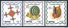 Mexico 1267-1269 Blocks/4,MNH. Crafts 1982.Huichole Art,Ceramic Snail,Tiger Mask - Mexique