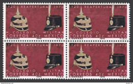 Mexico 1027 Block/4, MNH. Michel 1326. Military College, 50th Ann. 1970.Helmets. - Mexique