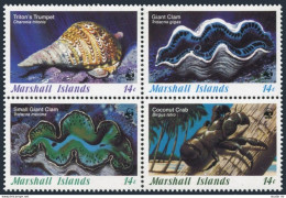 Marshall 110-113a Block, MNH. Mi 73-76. Marine Invertebrates, 1986.Shell, Clams, - Marshallinseln