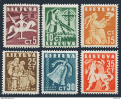 Lithuania 317-322,MNH. Definitive 1940.Knight,Dove,Mother,Bell,Animal. - Lithuania