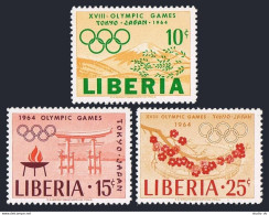 Liberia 418-420,C163,MNH.Mi 623-625,Bl.31. Olympics Tokyo-1964.Runner,Rings. - Liberia