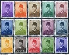 Indonesia 387-400, MNH. Michel 82-88. President Sukarno, 1951-1953. - Indonesia