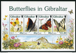 Gibraltar 731a Sheet,MNH.Michel Bl.28. Butterflies 1997. - Gibraltar