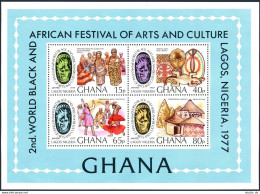 Ghana 615 Ad, MNH. Mi 682-685 Bl.68. World Black,African Festival Of Art, 1977. - Préoblitérés