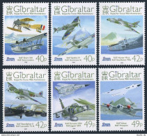 Gibraltar 1135-1140,1141 Sheet,MNH. Royal Air Force,90th Ann.2008.Airplanes. - Gibraltar