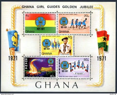 Ghana 425a Sheet, MNH. Michel Bl.42. Girl Guides, 50, 1971. Elsie Ofuatey. - Préoblitérés