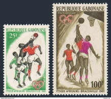 Gabon 183, C35, MNH. Michel 225-226. African Games 1965. Field Ball, Basketball. - Gabón (1960-...)