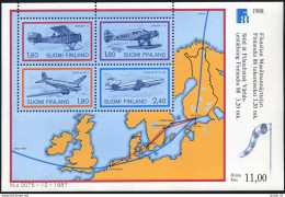 Finland 773 Sheet,MNH.Michel 1053-1056 Bl.4. FINLANDIA-1988.Airmail Flights. - Nuevos