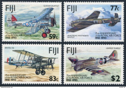 Fiji 687-690,691 Sheet, MNH. Mi 682-685, Bl.10. Royal Air Force, 75th Ann. 1993. - Fidji (1970-...)