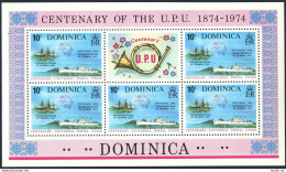 Dominica 418-419 Sheets,MNH.Michel 417-418. UPU-100,1974.Seamail-ships,Plane. - Dominique (1978-...)