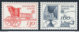 Denmark 651-652, MNH. Michel 686-687. EUROPE CEPT-1979. Mail Cart, Morse Key. - Ungebraucht