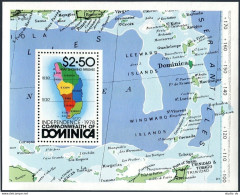 Dominica 607, MNH. Michel 613 Bl.52. Independence Day 1978, Map. - Dominique (1978-...)