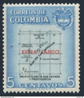 Colombia C289,MNH.Michel 806. Map Overprinted EXTRA RAPIDO,1957. - Colombie