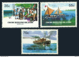 Cocos Isls 111-113,114,MNH.Mi 115-117,Bl.2. Barrel Mail,75,1984.Birds,Canoe,Ship - Cocos (Keeling) Islands