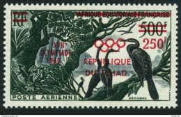 Chad C1, MNH. Michel 65. Birds Anhingas, Overprinted. Olympic Games Rome-1960. - Ciad (1960-...)