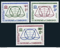 Cambodia 126-128, MNH. Mi 160-162. UNESCO-15, 1963. Declaration Of Human Rights. - Camboya