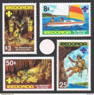 Antigua-Redonda 1982y Scouting, 75th Ann. Set Of 4, MNH. Sailing, Climbing, - Antigua Et Barbuda (1981-...)