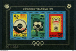 Uruguay C398,MNH.Mi Bl.21. UPU-100, Soccer-Germany-1974, Olympics-Montreal-1976. - Uruguay