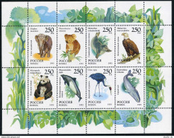 Russia 6184-6191a Sheet, MNH. Michel 351-358 Klb. Wildlife 1993. Mammals, Birds. - Nuovi