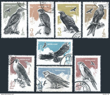 Russia 3124-3131,CTO. Mi 3146-3153. Birds 1965.Buzzard,Kestrel,Eagle,Kite,Falcon - Usados