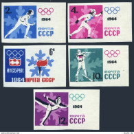 Russia 2843-2847 Imperf, MNH. Michel 2866B-2870B. Olympics Innsbruck-1964. - Unused Stamps