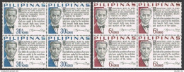 Philippines 883A-883B Blocks/4,MNH.Mi 797-798. President Emillio Aguinaldo,1966. - Philippines