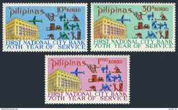 Philippines 1107-1109,MNH. National City Bank,70th Ann.1971.Plane,Car,Workers. - Filipinas