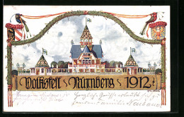 Künstler-AK Nürnberg, Ganzsache Bayern PP27 C43 /01, Volksfest, Festhalle  - Cartes Postales