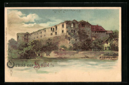 Lithographie Halle / Saale, Ruine Moritzburg  - Other & Unclassified